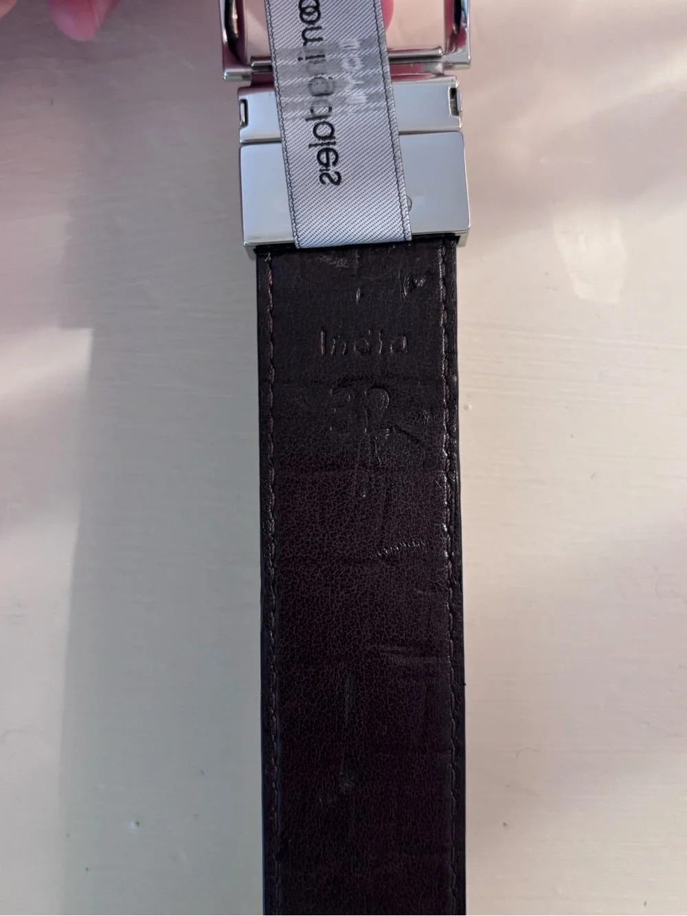 Bloomingdale’s Boys Black Crocodile Leather Belt 32